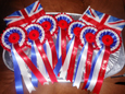 Winners rosettes for the fun dog show at Harpole Scarecrows