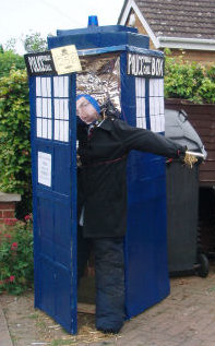 Scarecrow in phone box
